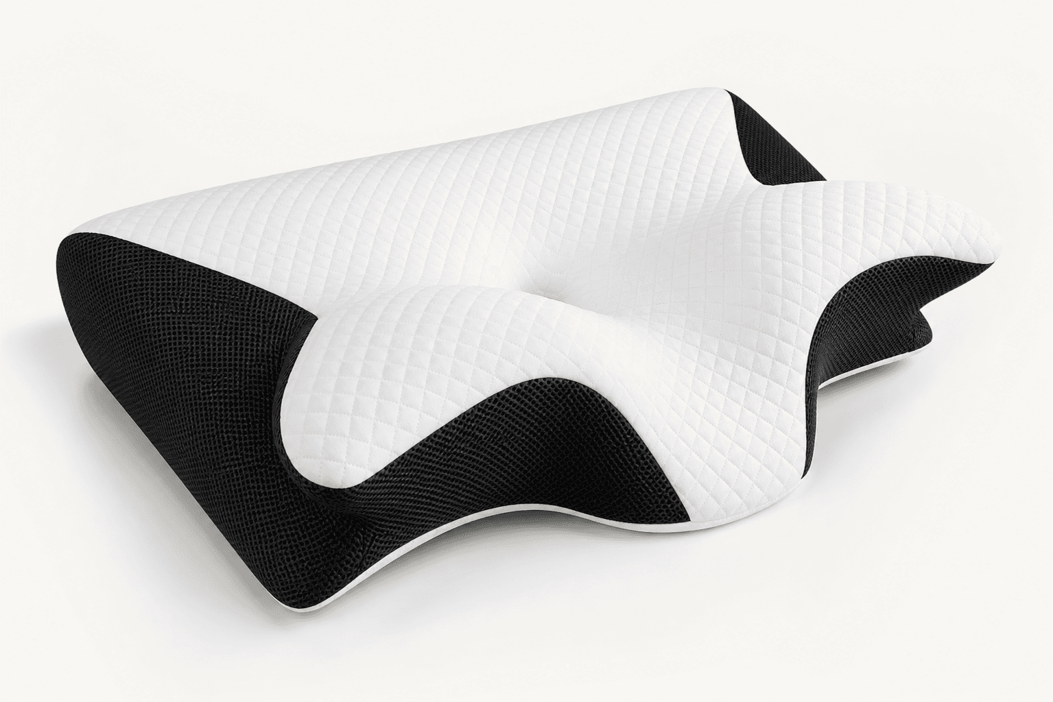 Ergonomisk pude i memory foam på hvid baggrund